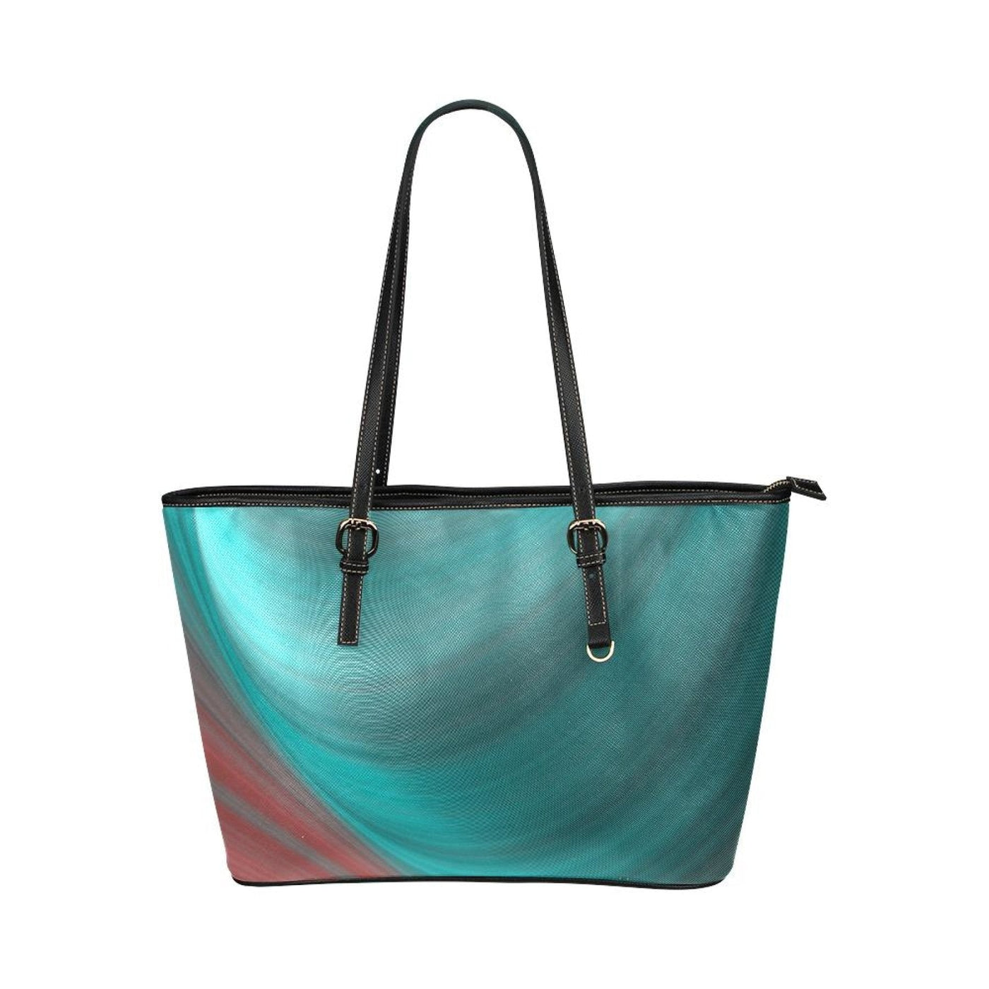 Large Leather Tote Shoulder Bag - Gradient Sea Green Handbag - Bags | Leather