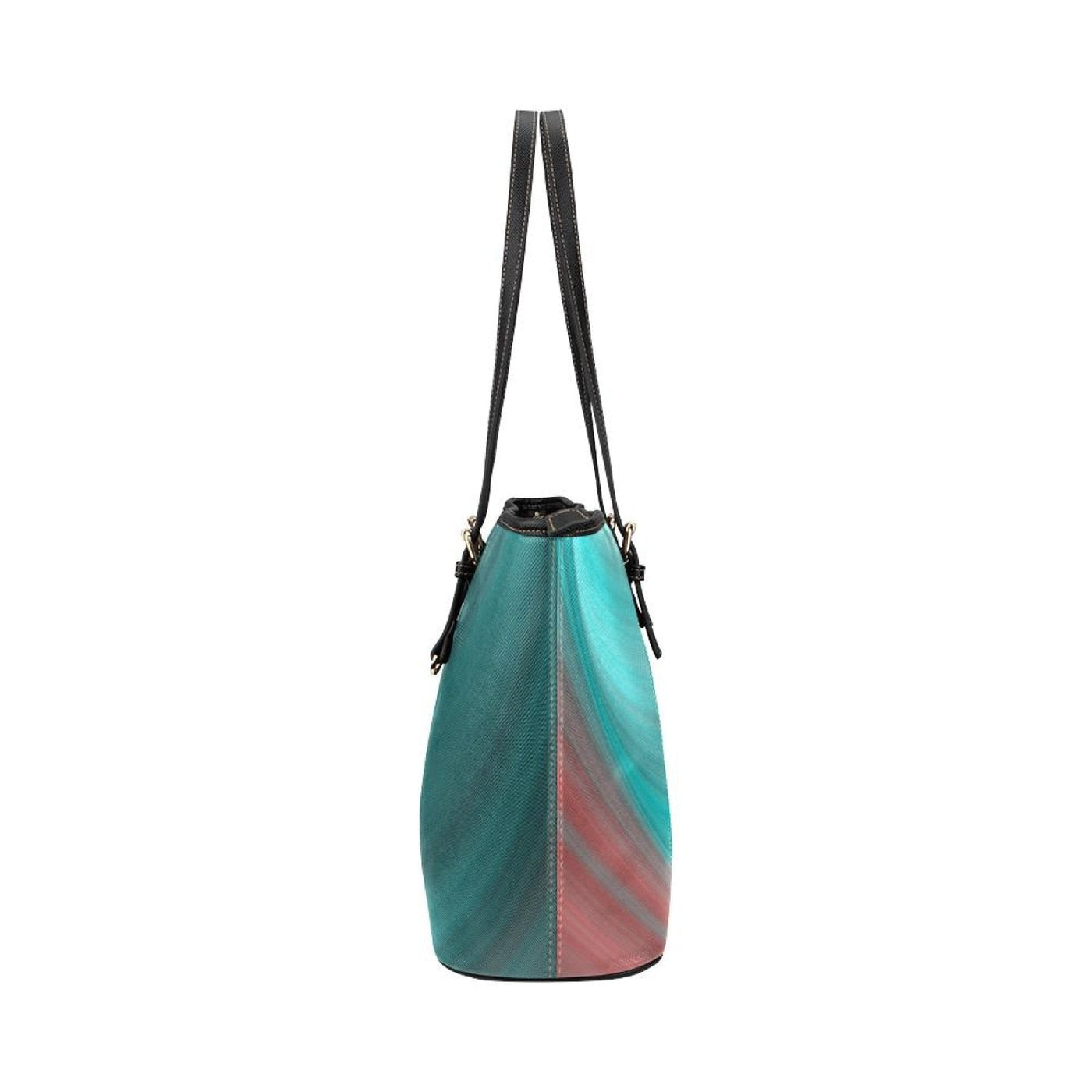 Large Leather Tote Shoulder Bag - Gradient Sea Green Handbag - Bags | Leather
