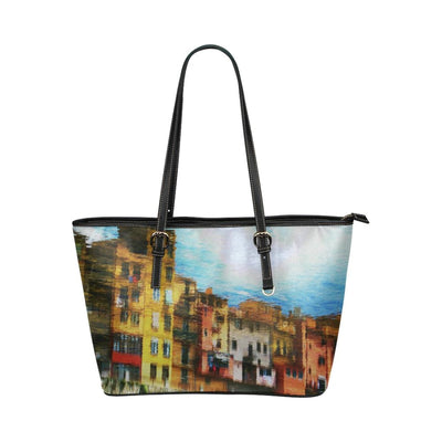 Large Leather Tote Shoulder Bag - Multicolor Architectural Handbag - Bags |
