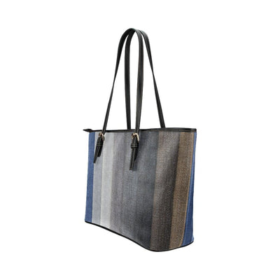 Large Leather Tote Shoulder Bag - Multicolor Wood Slat illustration - Bags