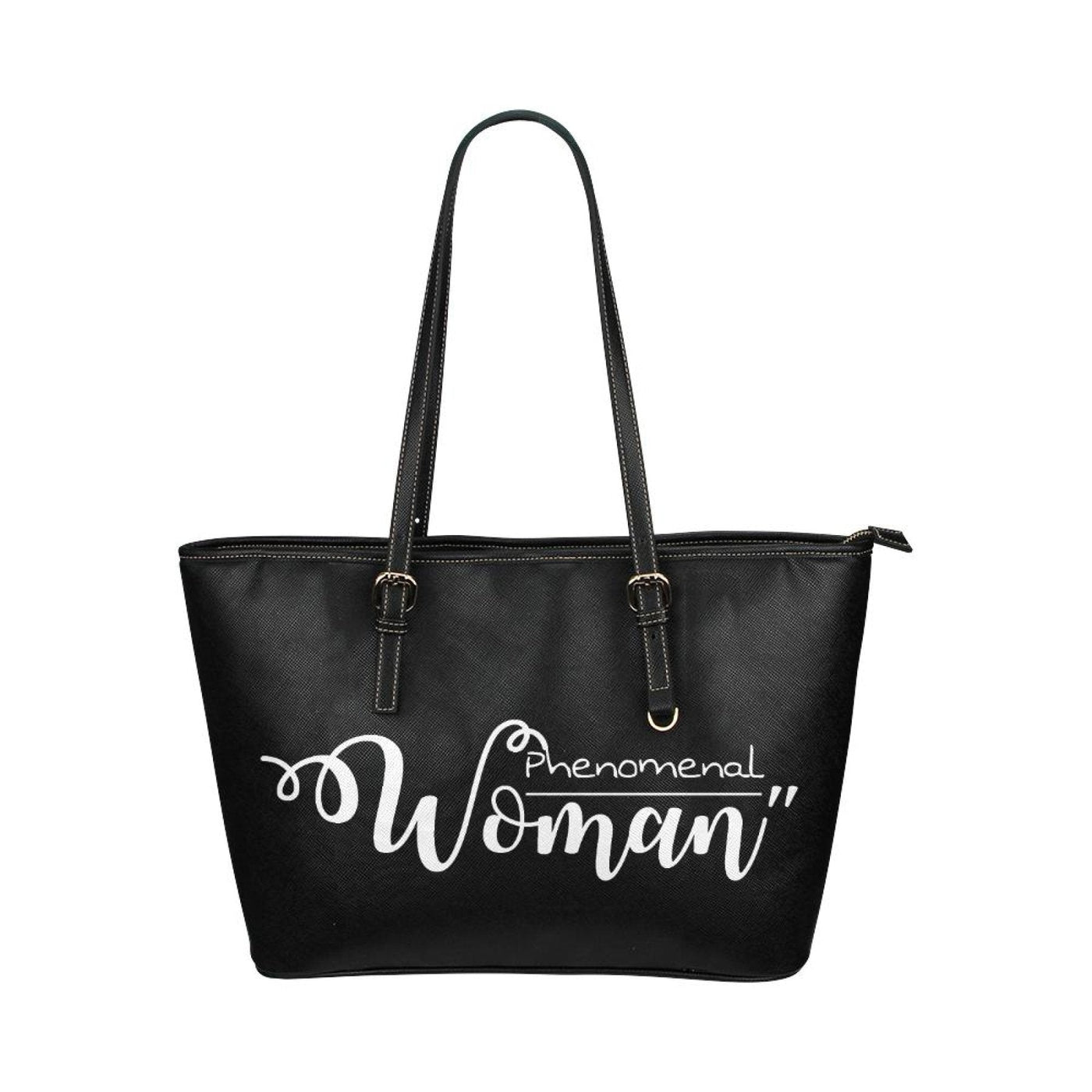 Large Leather Tote Shoulder Bag - Phenomenal Woman Handbag Black/white - Bags |