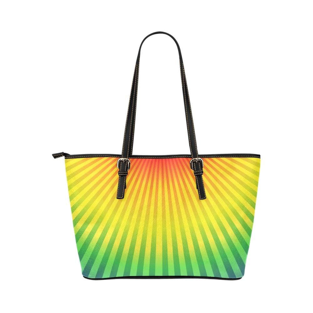 Large Leather Tote Shoulder Bag - Rainbow Radial-v Handbag - Bags | Leather