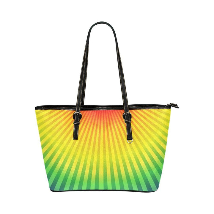 Large Leather Tote Shoulder Bag - Rainbow Radial-v Handbag - Bags | Leather