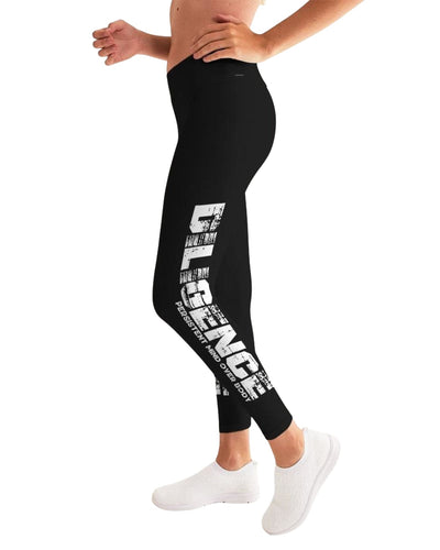 Womens Leggings Bold Diligence Graphic Style Black And White Fitness Pants