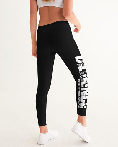Womens Leggings Bold Diligence Graphic Style Black And White Fitness Pants