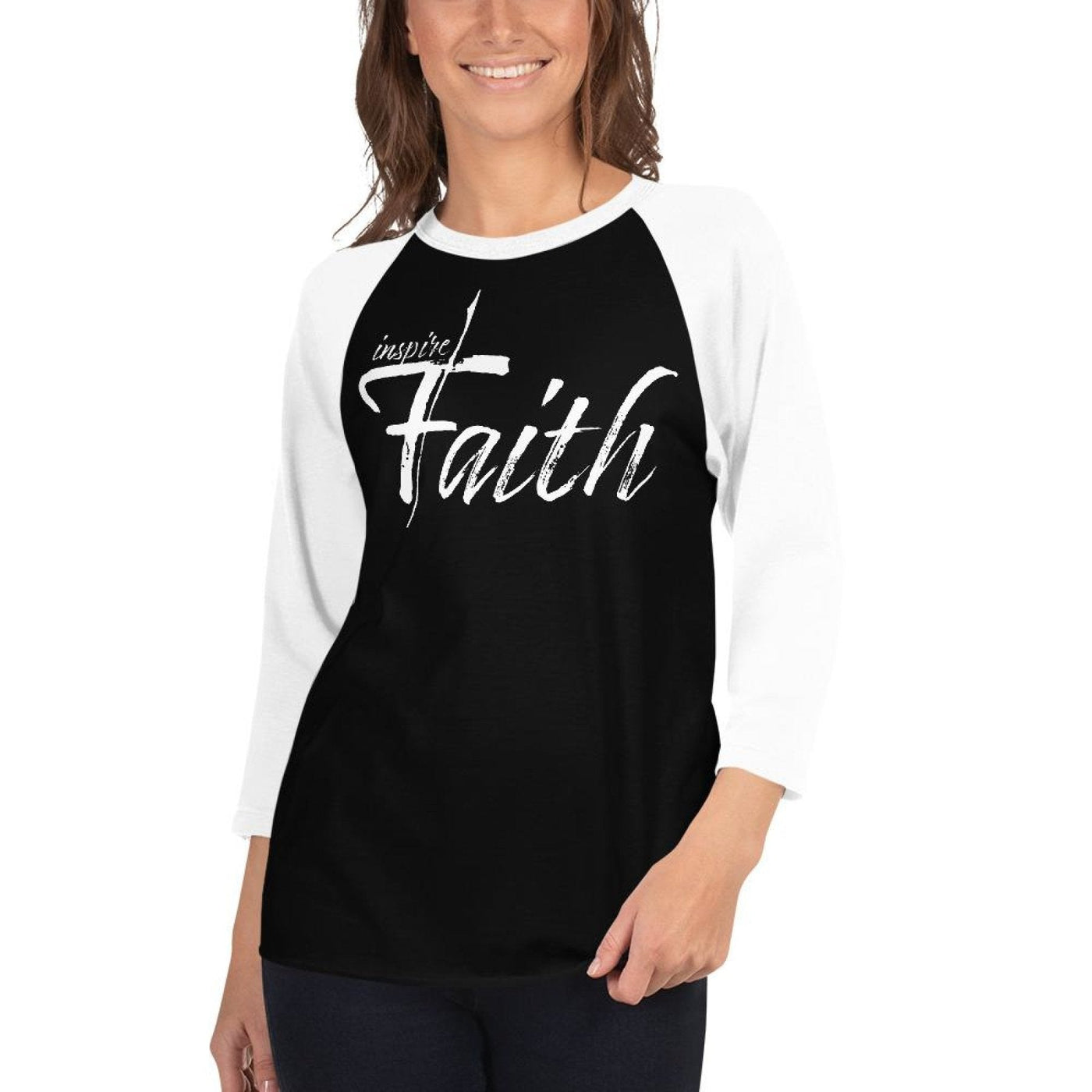 Womens Raglan Tee Inspire Faith Graphic Pullover Baseball Shirt - Womens |