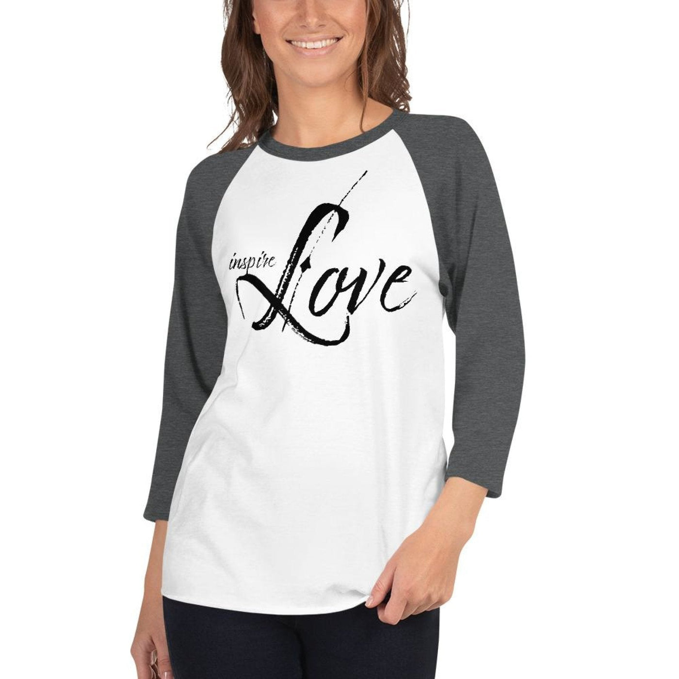 Womens Raglan Tee Inspire Love Graphic Pullover Baseball Shirt - Womens |