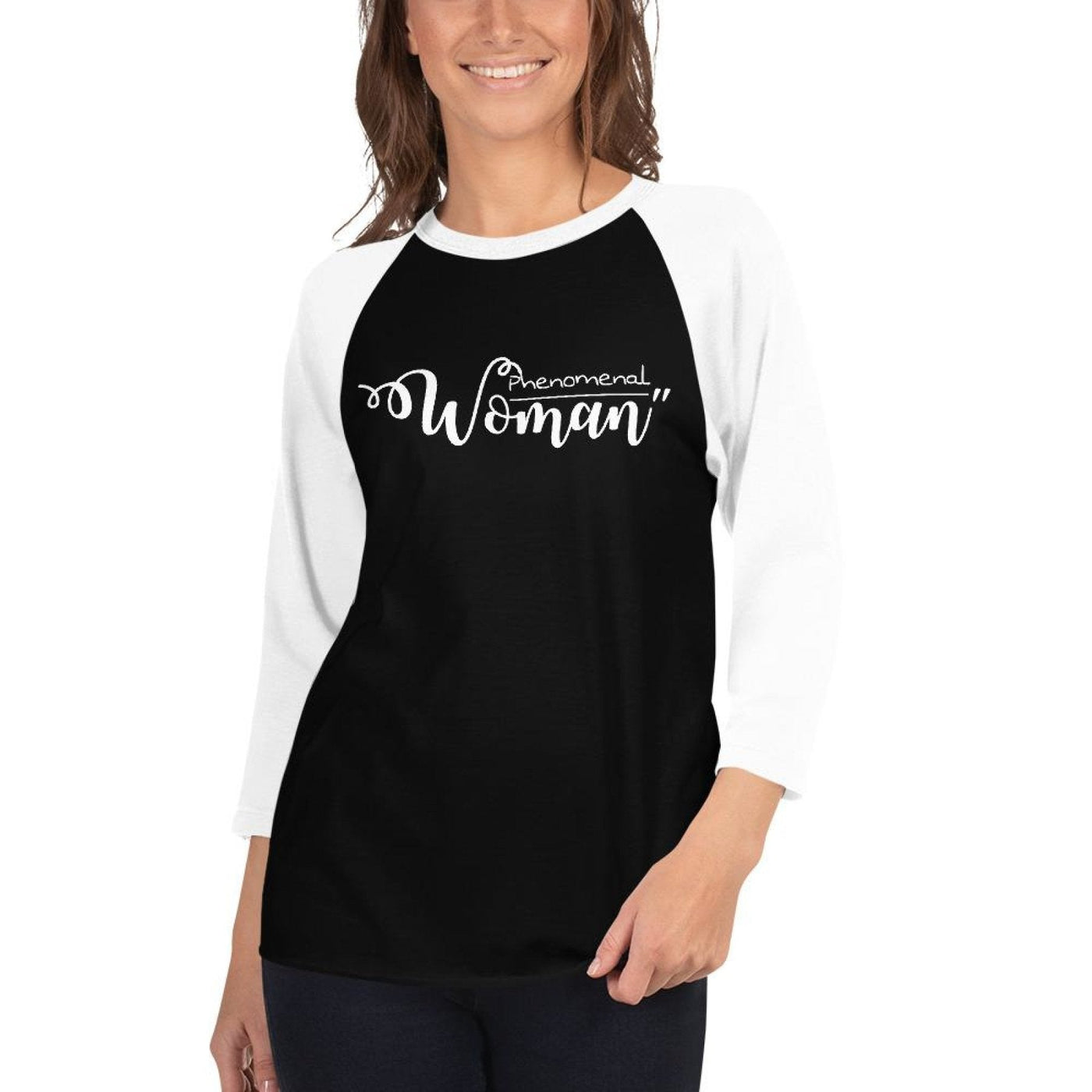 Womens Raglan Tee Phenomenal Woman Graphic Pullover Baseball Shirt - Womens |