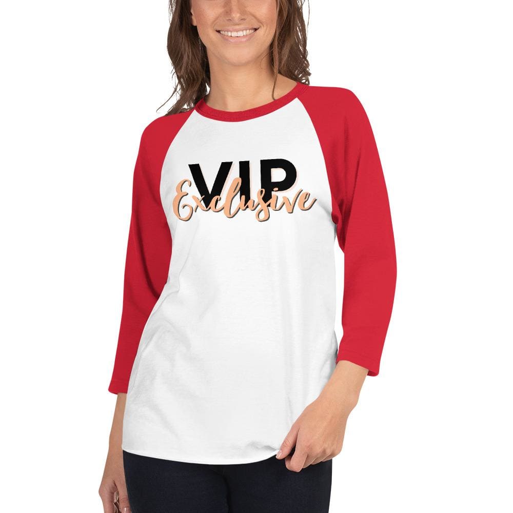 Womens Raglan Tee Vip Exclusive Graphic Quarter Sleeve T-shirt - Womens