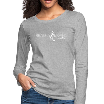 Womens Long Sleeve Graphic Tee Beauty And Brains Et Cetera Print - Womens |