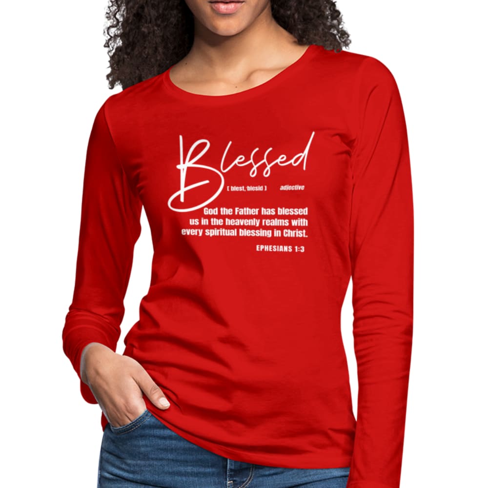 Womens Long Sleeve Graphic Tee Blessed with Every Spiritual Blessing Print