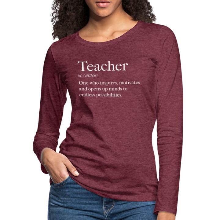 Womens Long Sleeve Graphic Tee Teachers Inspire Word Art Print - Womens