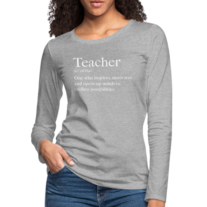 Womens Long Sleeve Graphic Tee Teachers Inspire Word Art Print - Womens