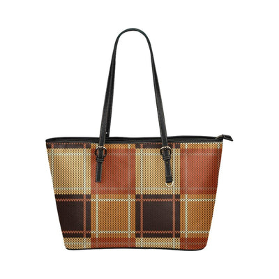 Women’s Shoulder Bag Brown Checker Double Handle Handbag - Bags | Leather