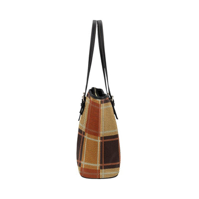 Women’s Shoulder Bag Brown Checker Double Handle Handbag - Bags | Leather Tote