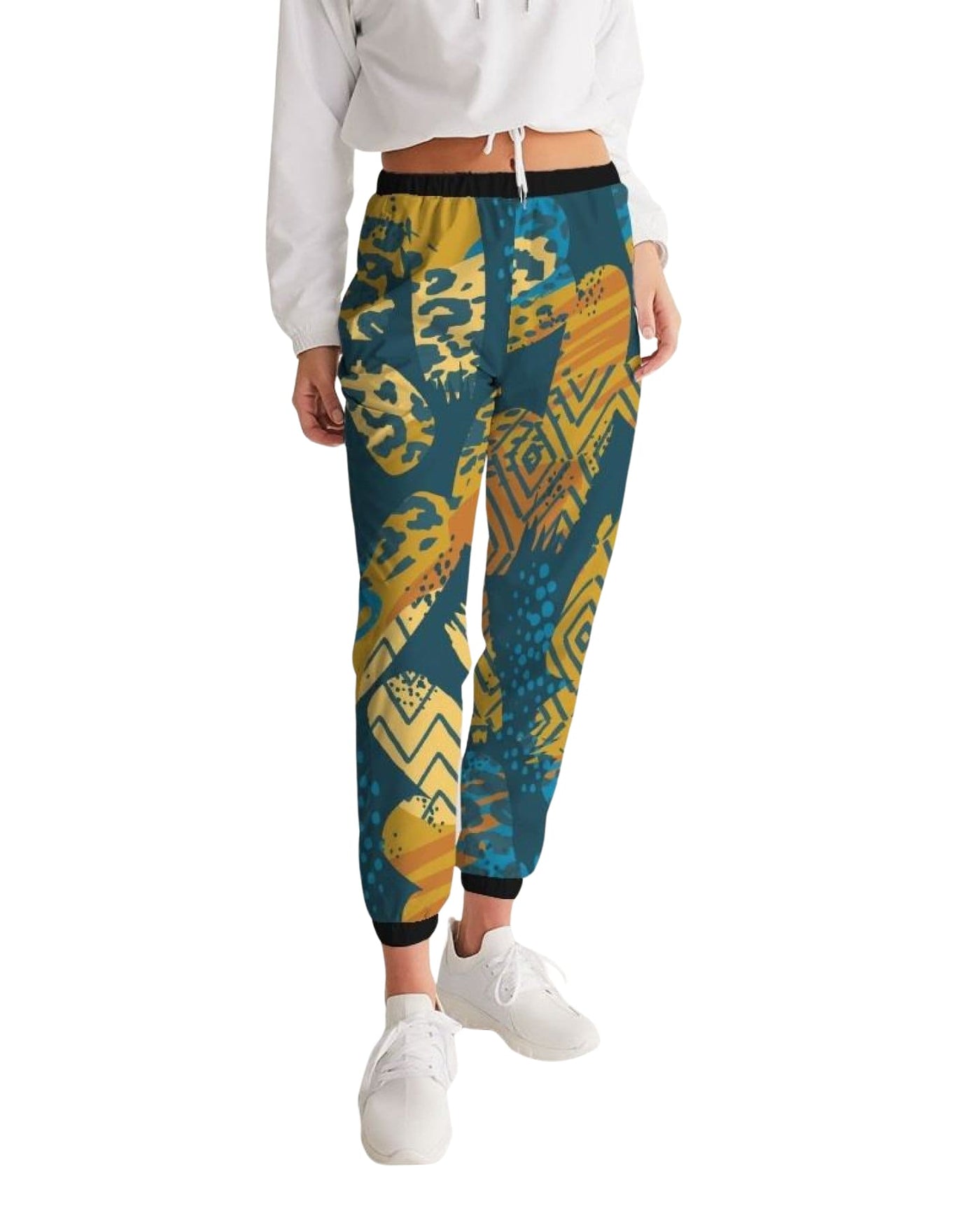 Womens Track Pants - Blue Multicolor Graphic Sports Pants - Womens | Pants