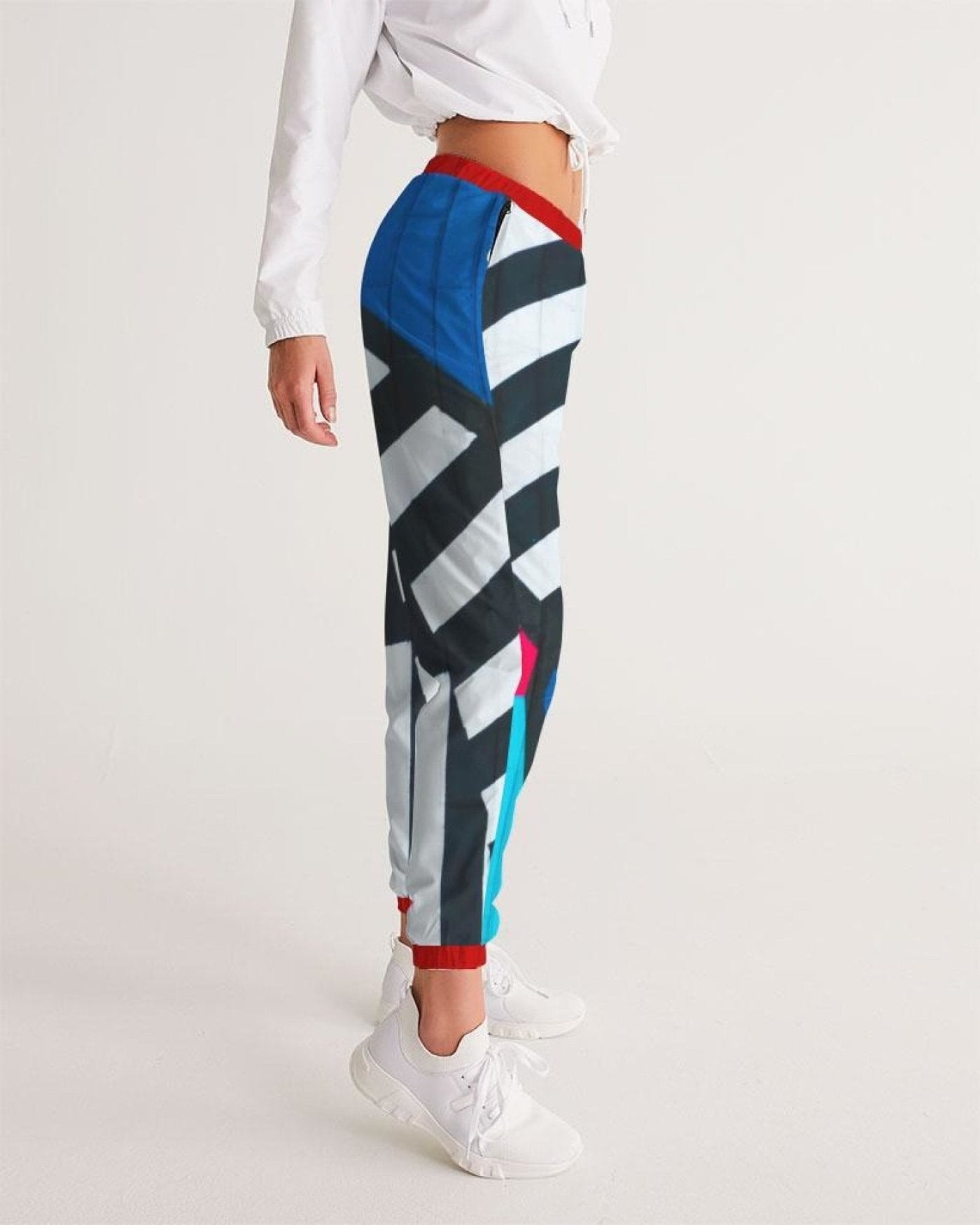 Womens Track Pants - Multicolor Grid Line Graphic Sports Pants - Womens | Pants