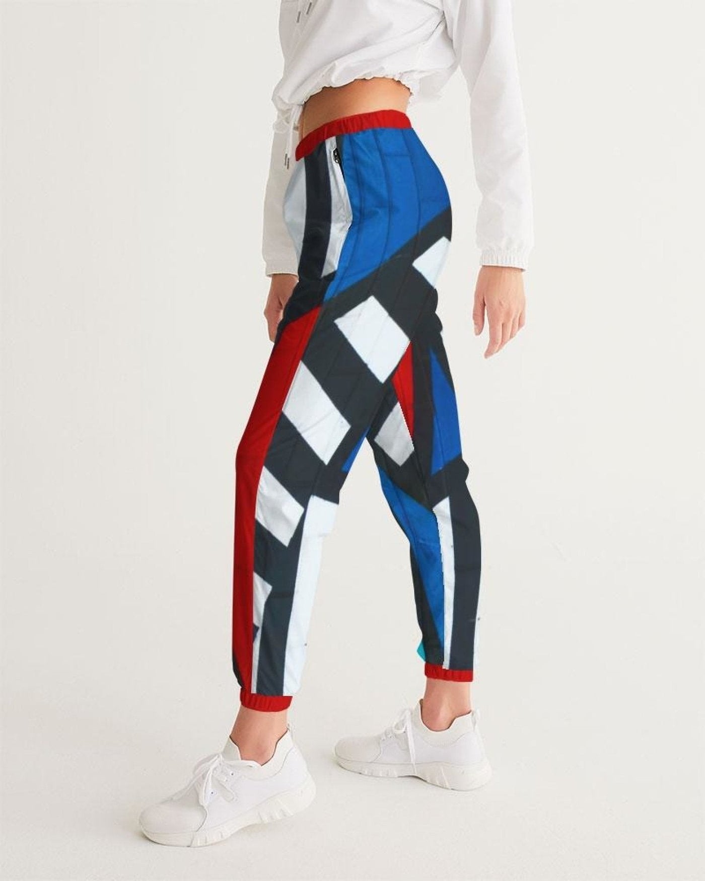 Womens Track Pants - Multicolor Grid Line Graphic Sports Pants - Womens | Pants