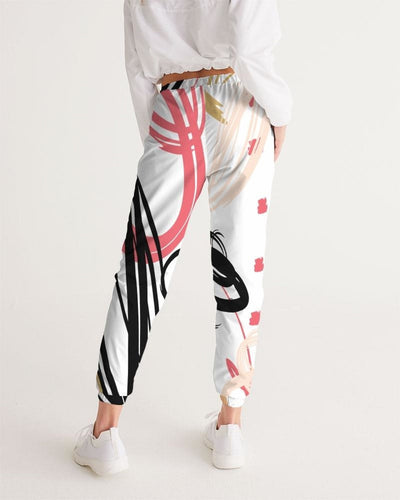 Womens Track Pants - White Multicolor Graphic Sports Pants - Womens | Pants